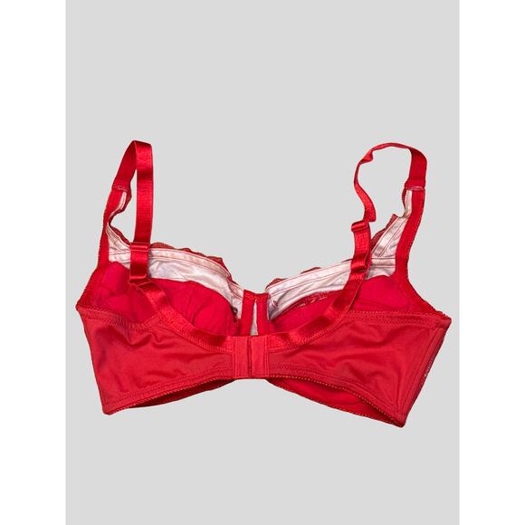 Y2K NWOT Fredrick’s Of Hollywood padded Balconette Push Up Red Lace Bra 34D - Picture 2 of 5